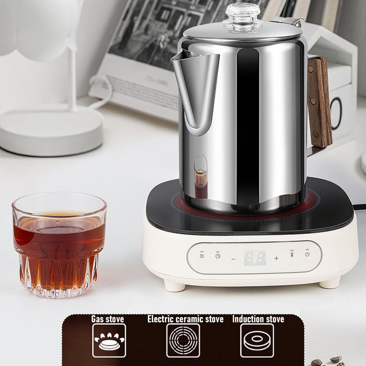 Stainless Steel 12 Cup Stovetop Coffee Pot H622736