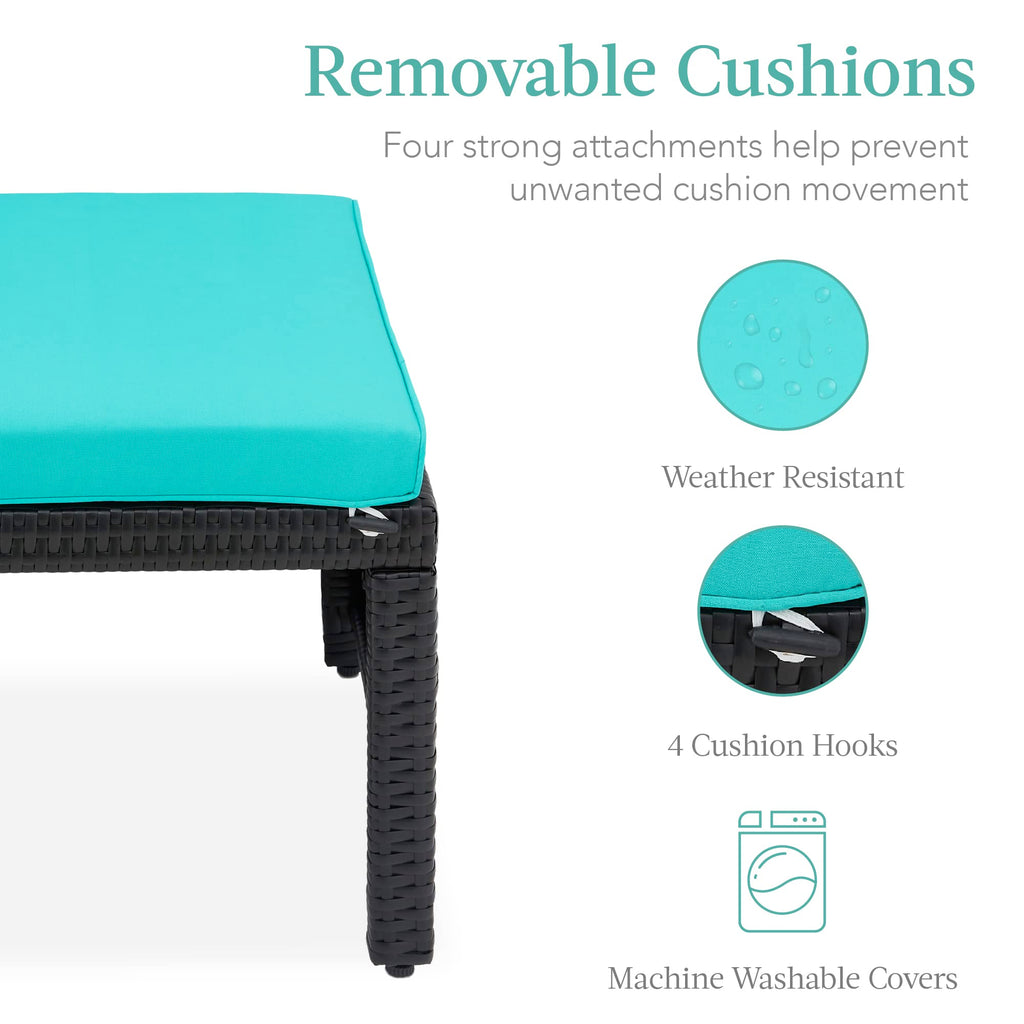 Set of 2 Wicker Ottomans with Removable Cushions M8588