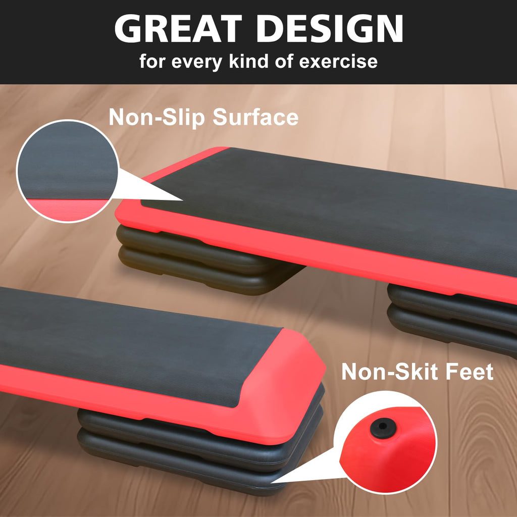 43'' Adjustable Aerobic Exercise Step Platform with 4 Stackable Risers V9181