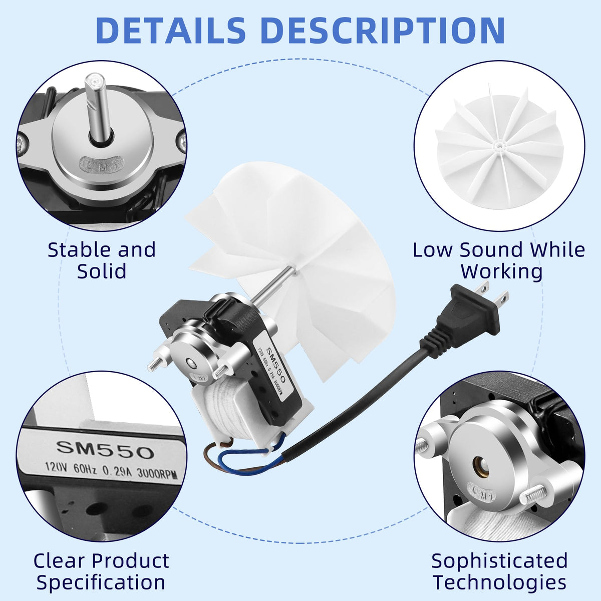 Universal Bathroom Exhaust Fan Motor 50 CFM 120V H274