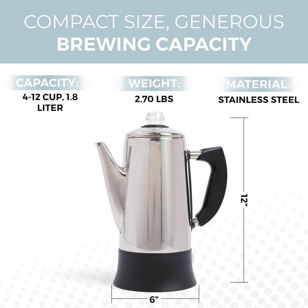 Electric 12 Cup Stainless Steel Coffee Percolator K322395