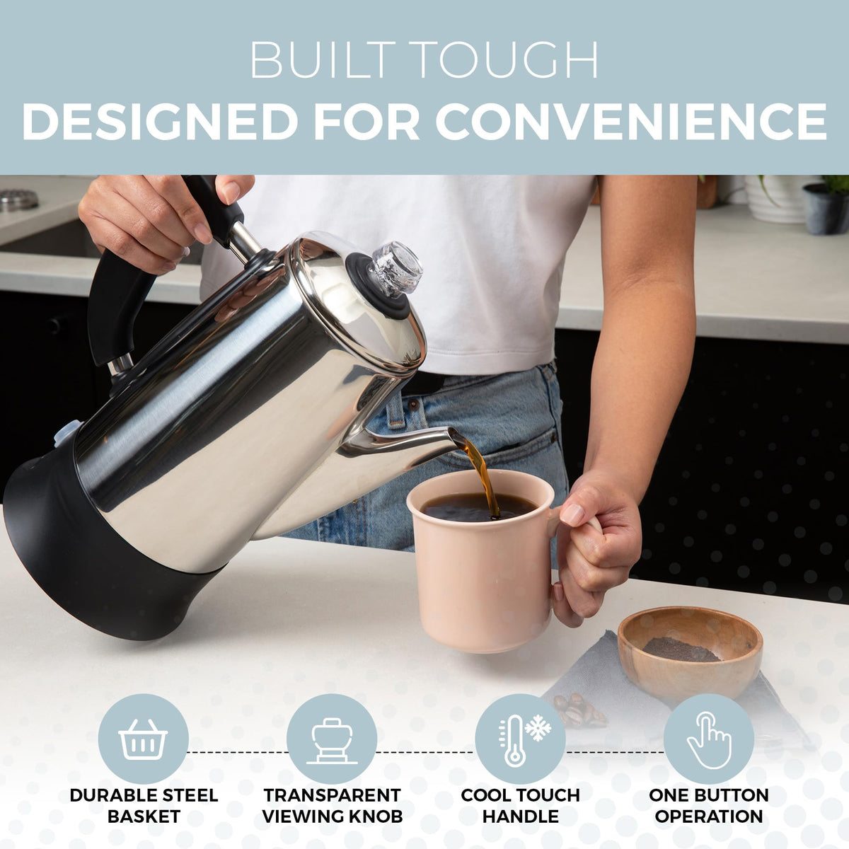Electric 12 Cup Stainless Steel Coffee Percolator K322395