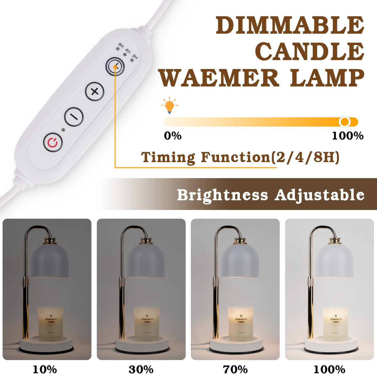 Candle Warmer Lamp with Timer Dimmable White C867110