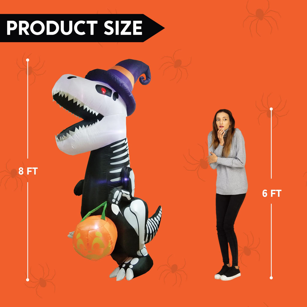 8 FT Inflatable Skeleton Dinosaur with Built-in LEDs V937