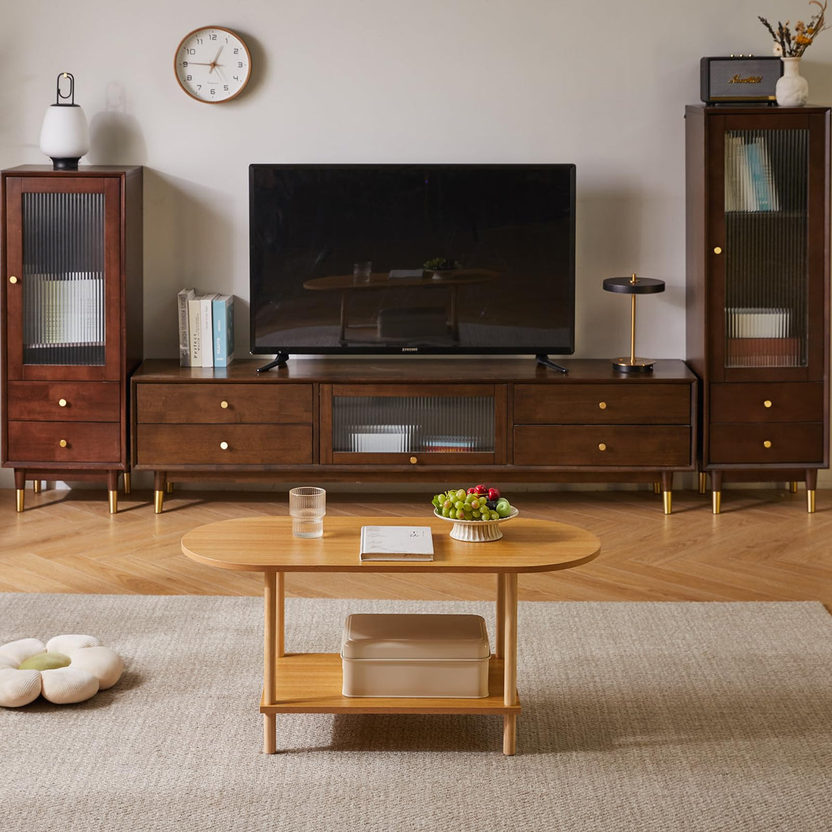 Wooden 2 Tier Coffee Table with Storage Shelf F159