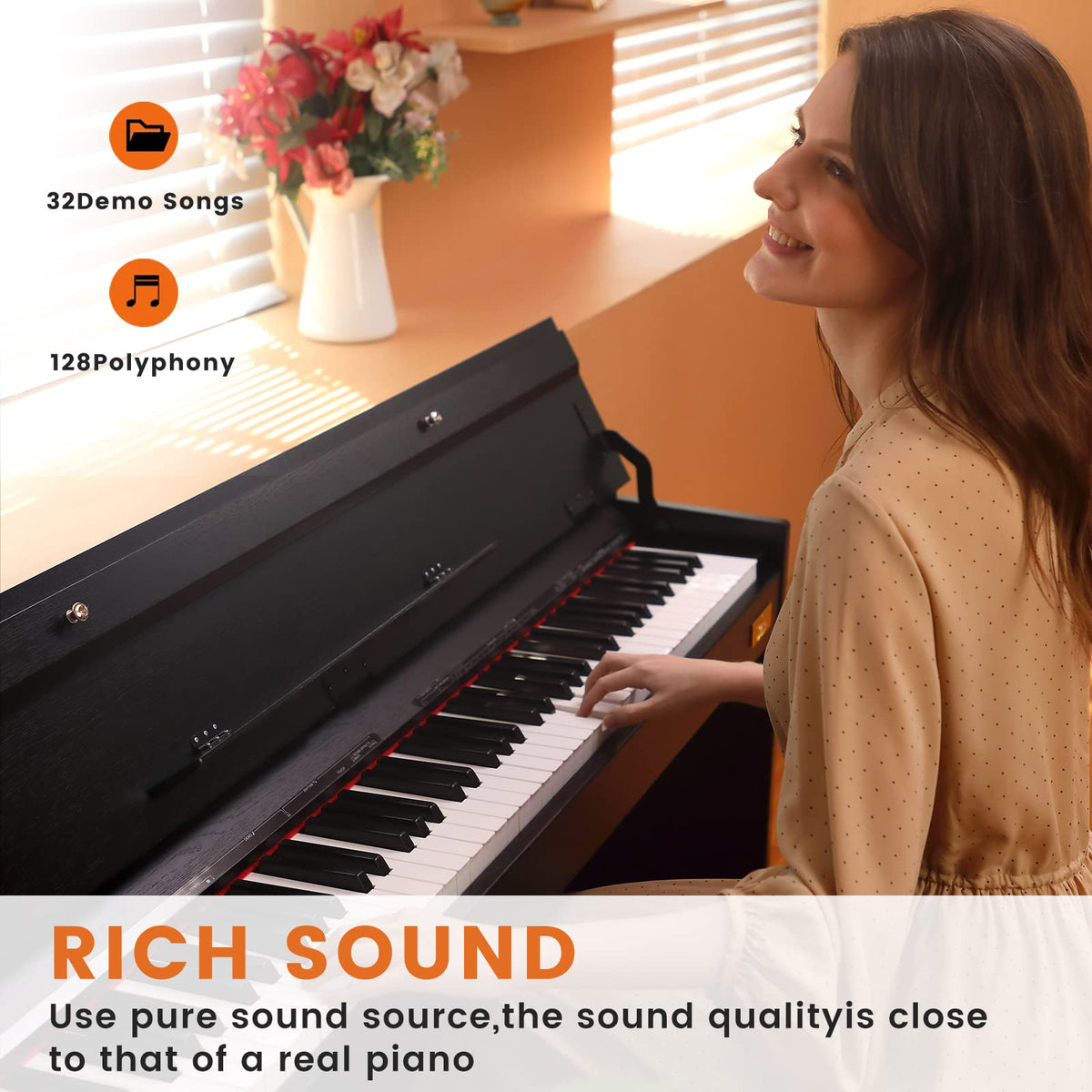 88-Key Weighted Piano with Stand, Pedals & Bench M749268