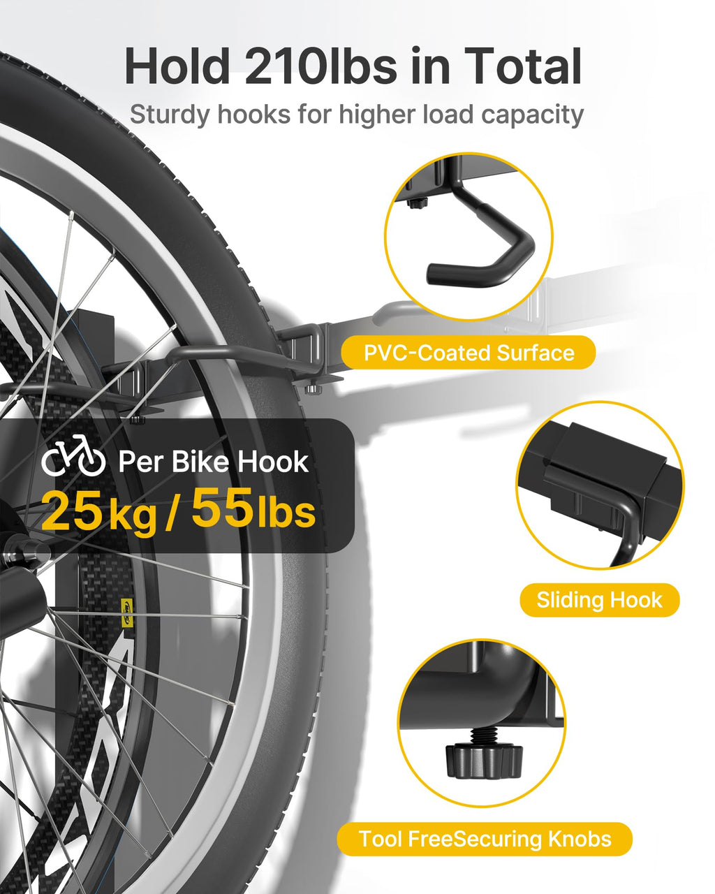 Freestanding Bike Storage Rack with Wheels for 3 Bikes P9198