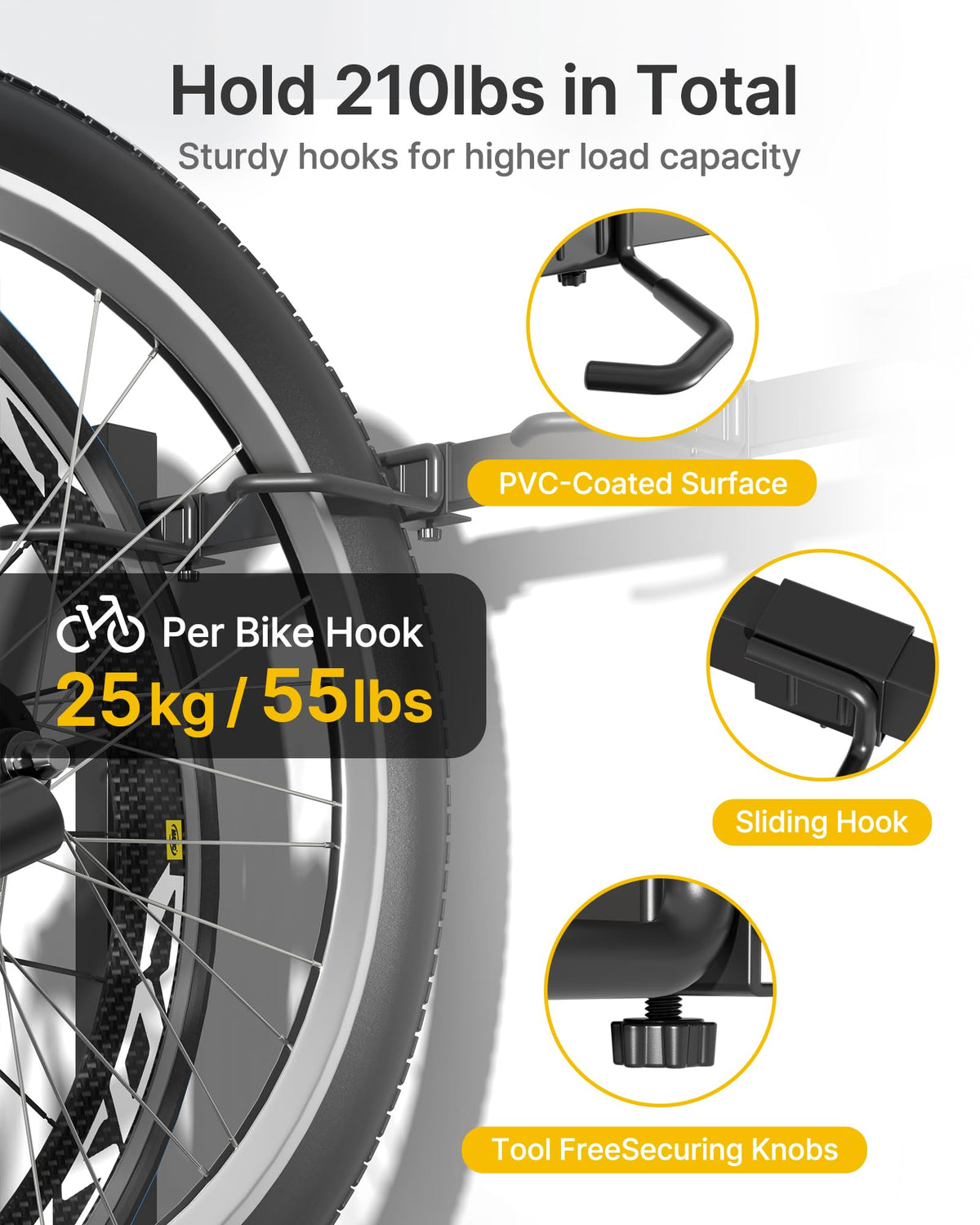 Freestanding Bike Storage Rack with Wheels for 3 Bikes P9198