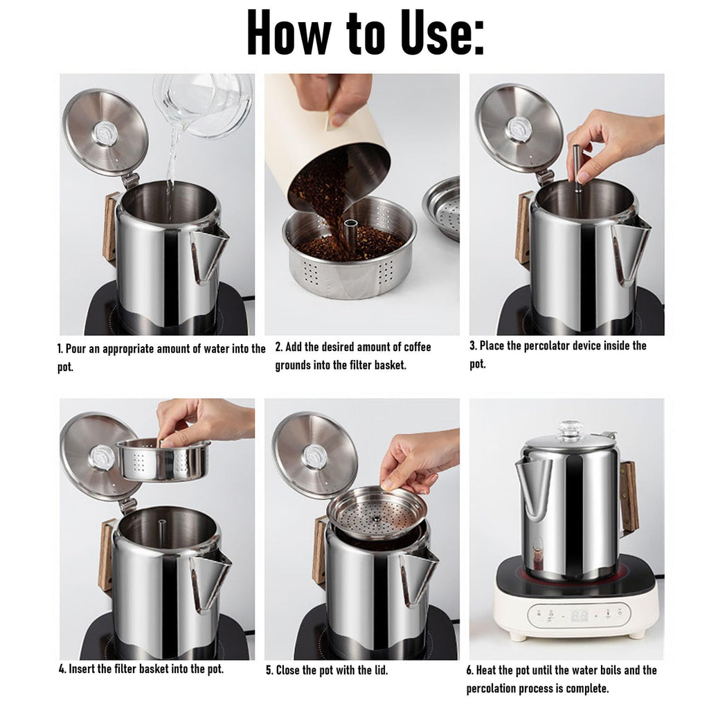 Stainless Steel 12 Cup Stovetop Coffee Pot H622736
