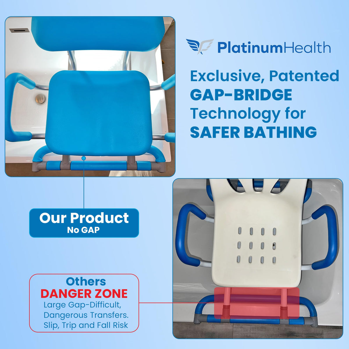 Blue Padded Sliding Shower Chair with Armrests K47132