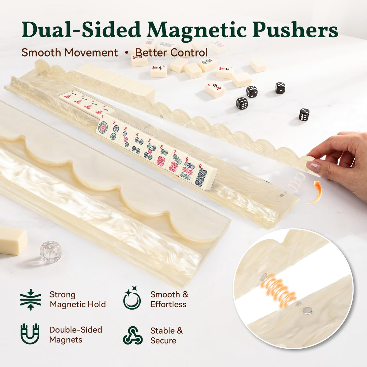 20 Inch Acrylic Mahjong Racks with Magnetic Pushers Set of 4 L42011