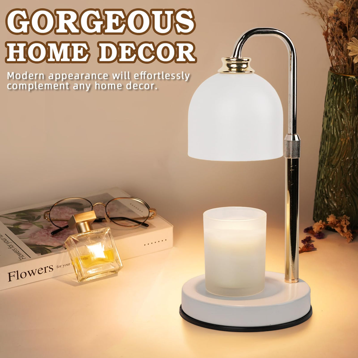 Candle Warmer Lamp with Timer Dimmable White C867110