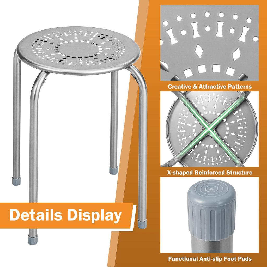 Grey 6 Pack Stackable Metal Stools R388505