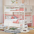 Solid Wood Twin-Over-Twin Bunk Bed with 2 Storage Drawers U39331