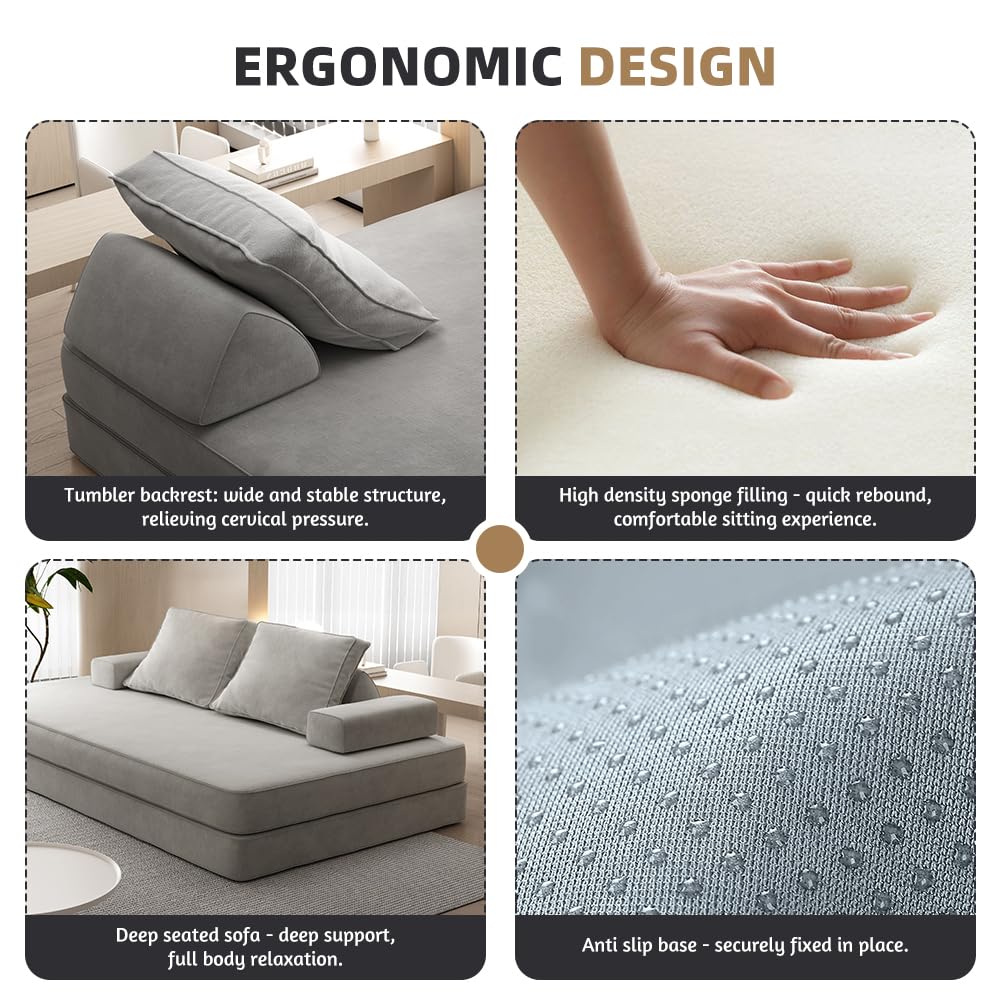 Light Gray Convertible Sofa Bed J9511