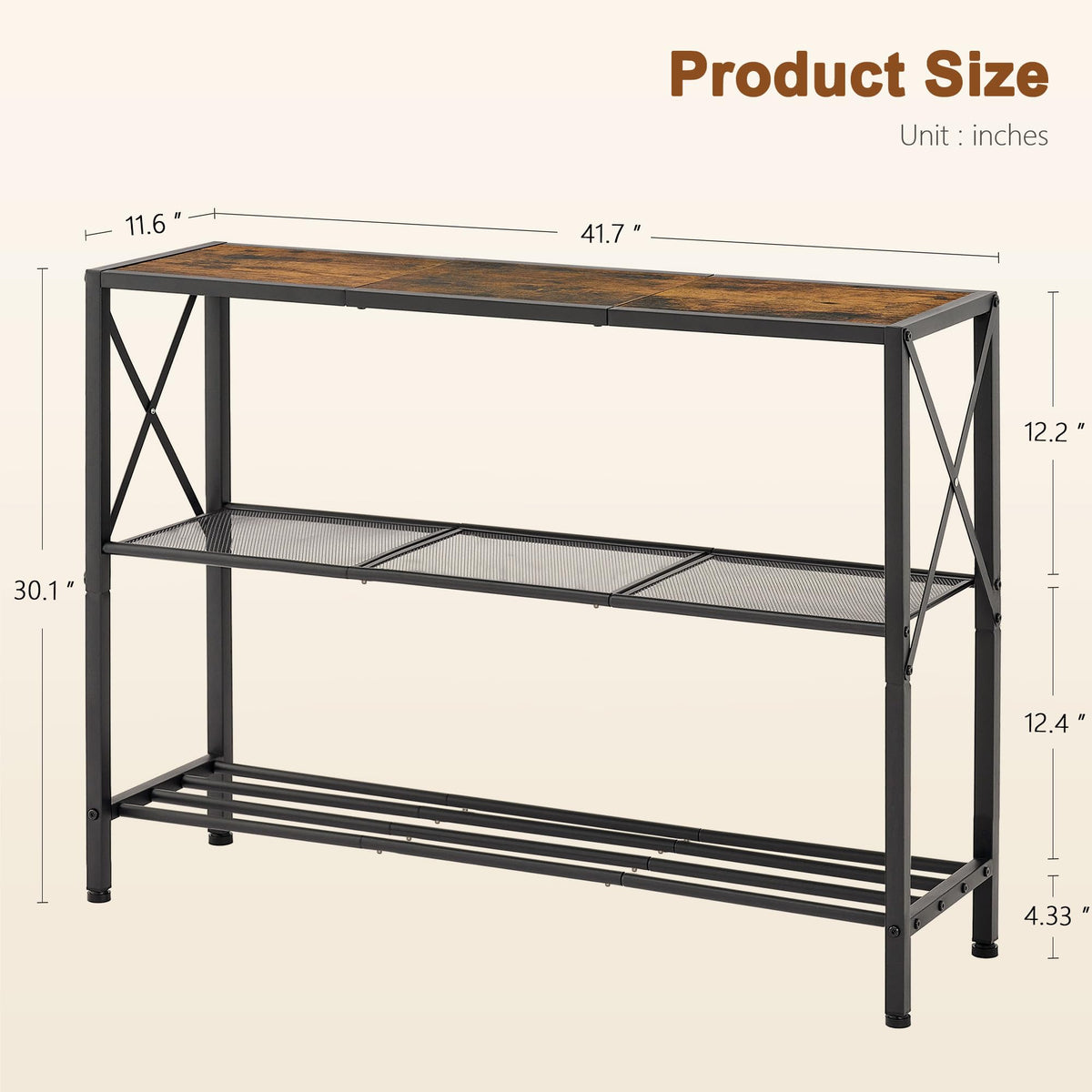 3 Tier Narrow Console Table with Shelves N8161