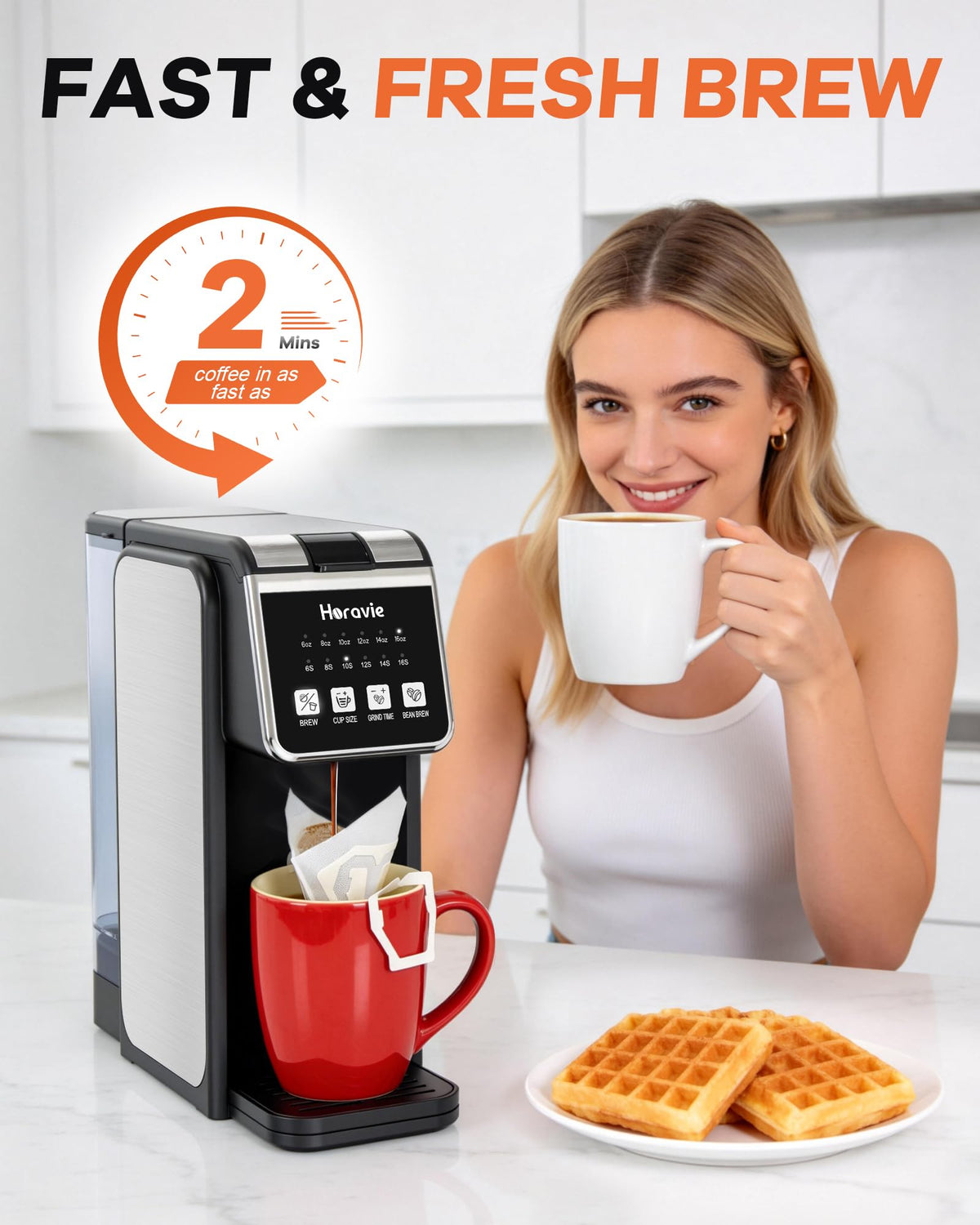 Single Serve Coffee Maker with Built-in Grinder P726642