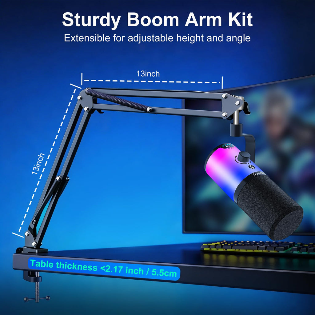 USB/XLR Dynamic Microphone with Boom Arm I3180
