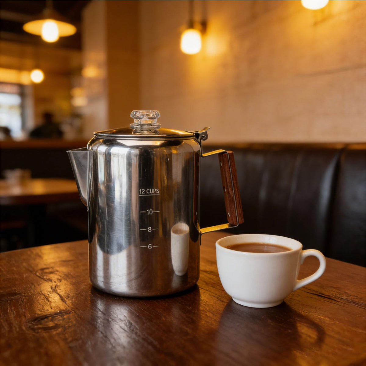 Stainless Steel 12 Cup Stovetop Coffee Pot H622736