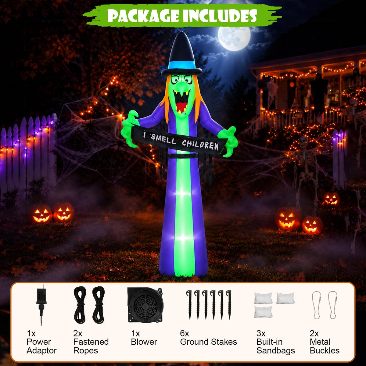 8FT LED Inflatable Witch Yard Decor R3584