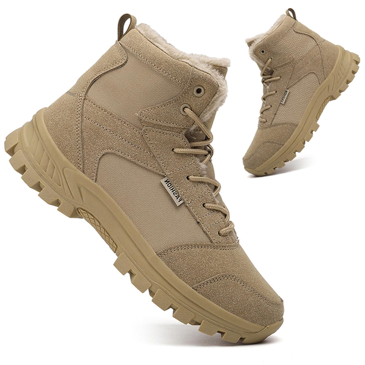 Mid Top Fur Lined Suede Leather Waterproof Military Tactical Boots F7015