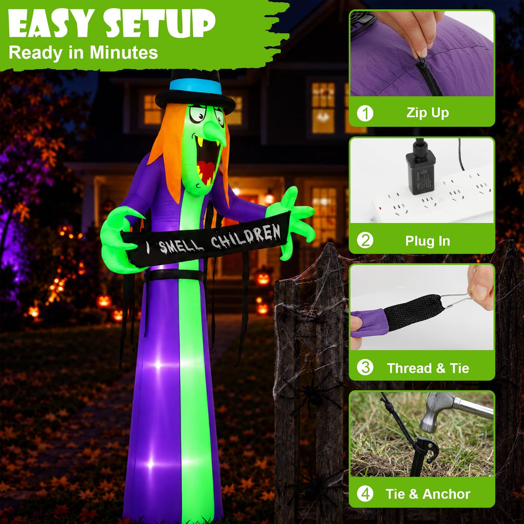 8FT LED Inflatable Witch Yard Decor R3584