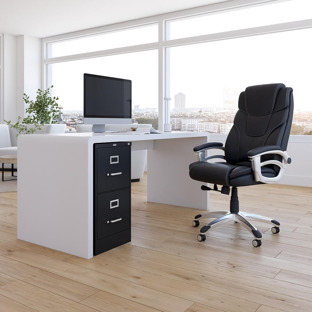 Black 2 Drawer Letter Size Lockable File Cabinet H9477