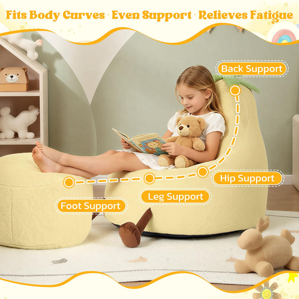 Yellow Faux Rabbit Fur Memory Foam Bean Bag Chair T616