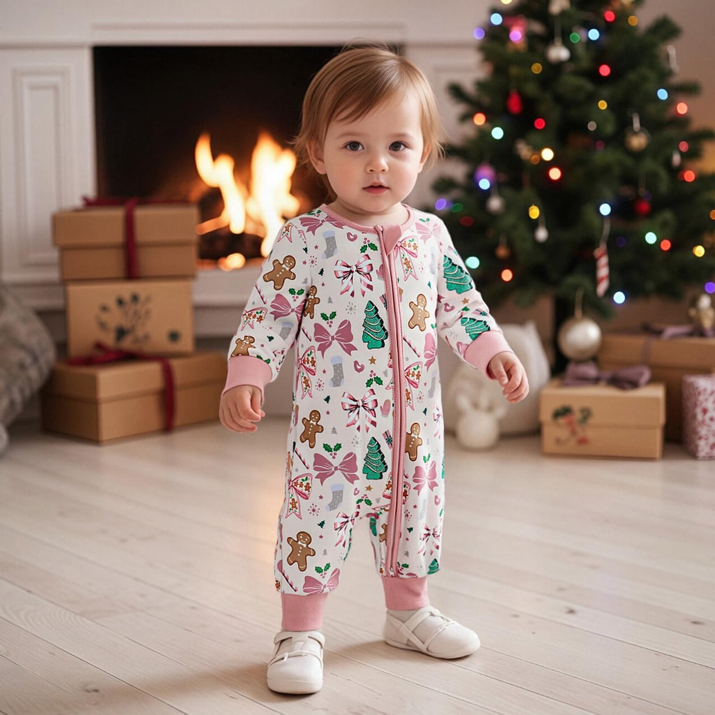Newborn Christmas Zipper Jumpsuit Romper D624722