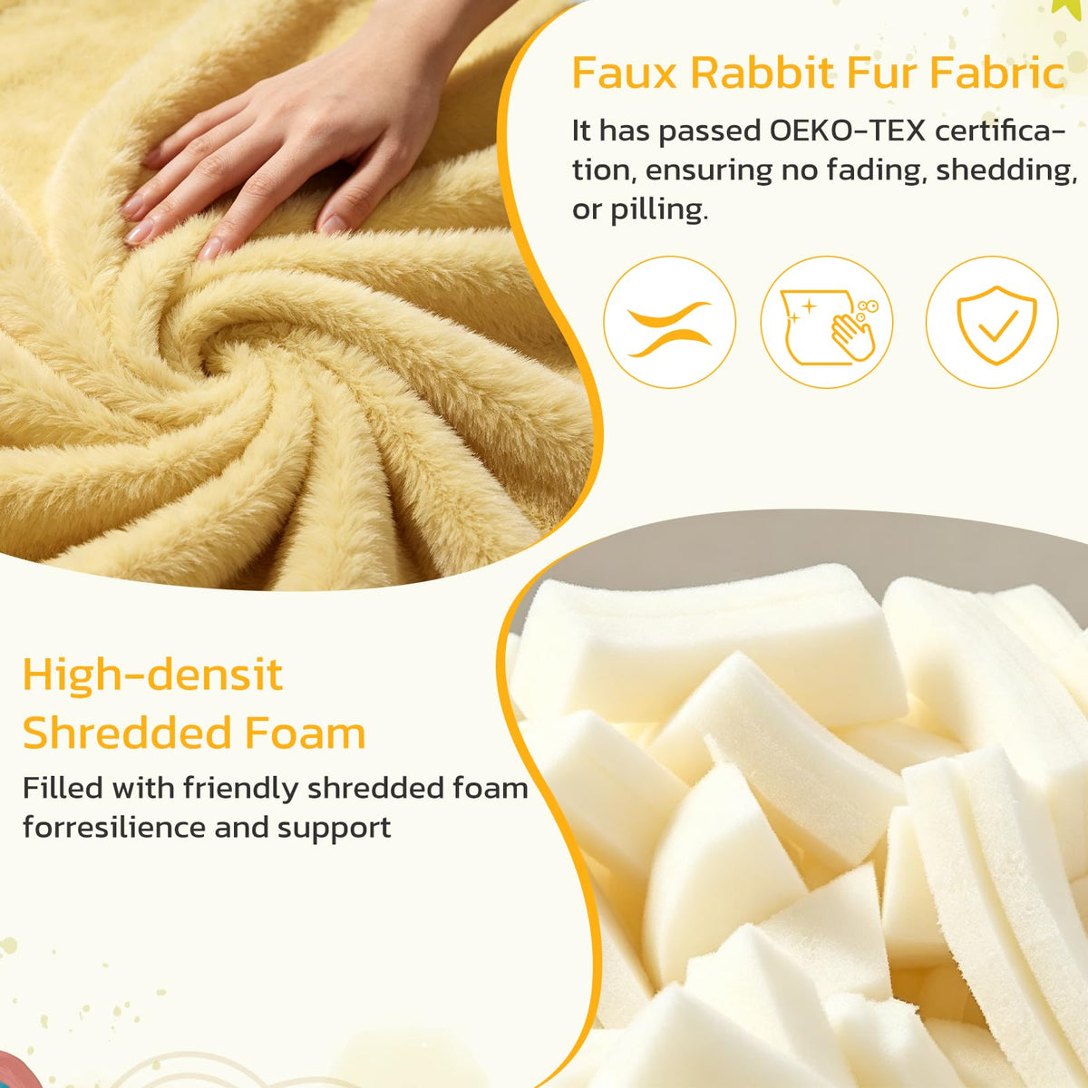 Yellow Faux Rabbit Fur Memory Foam Bean Bag Chair T616
