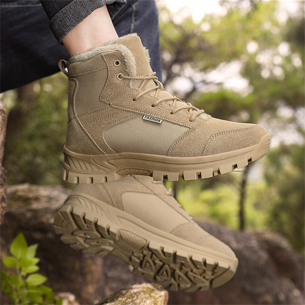 Mid Top Fur Lined Suede Leather Waterproof Military Tactical Boots F7015
