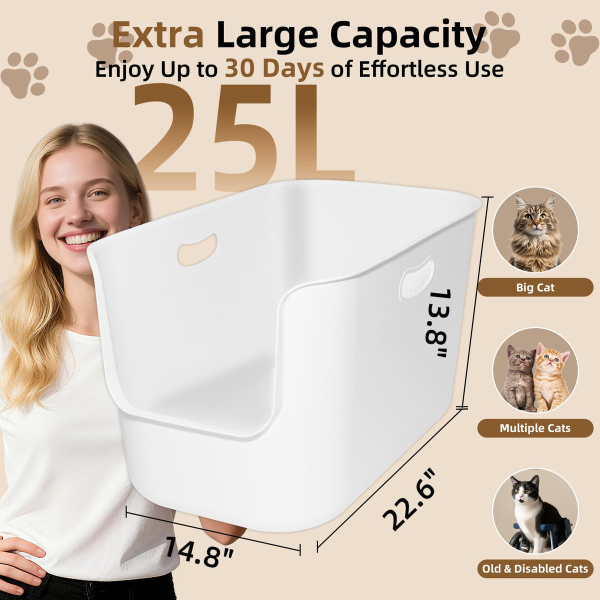 Extra Large High Sided Cat Litter Box E688745