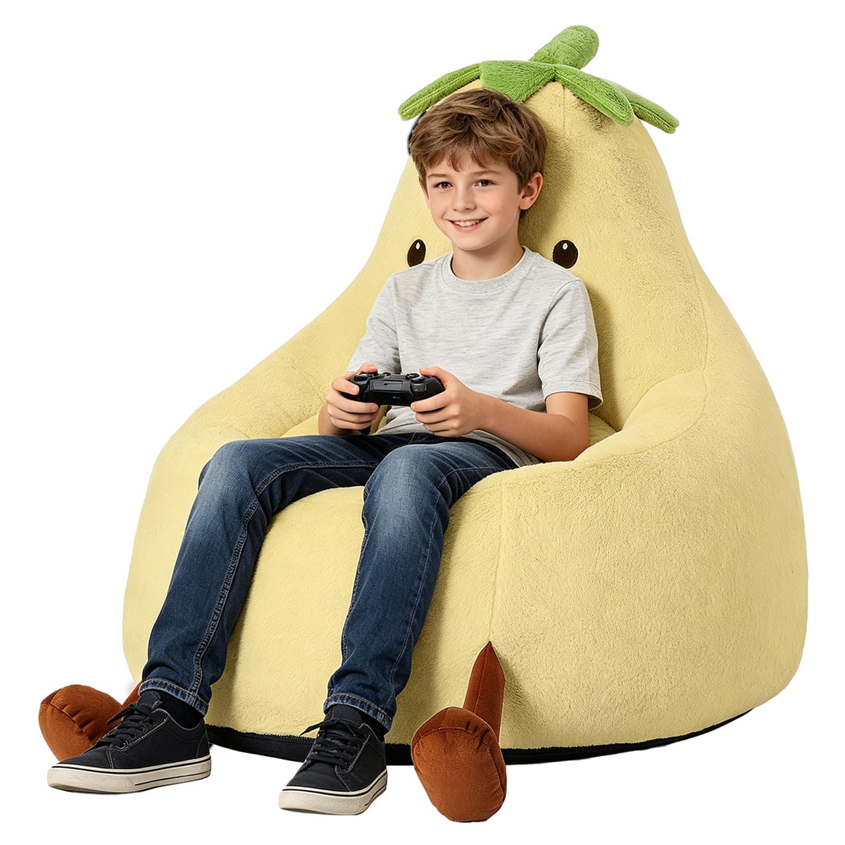 Yellow Faux Rabbit Fur Memory Foam Bean Bag Chair T616