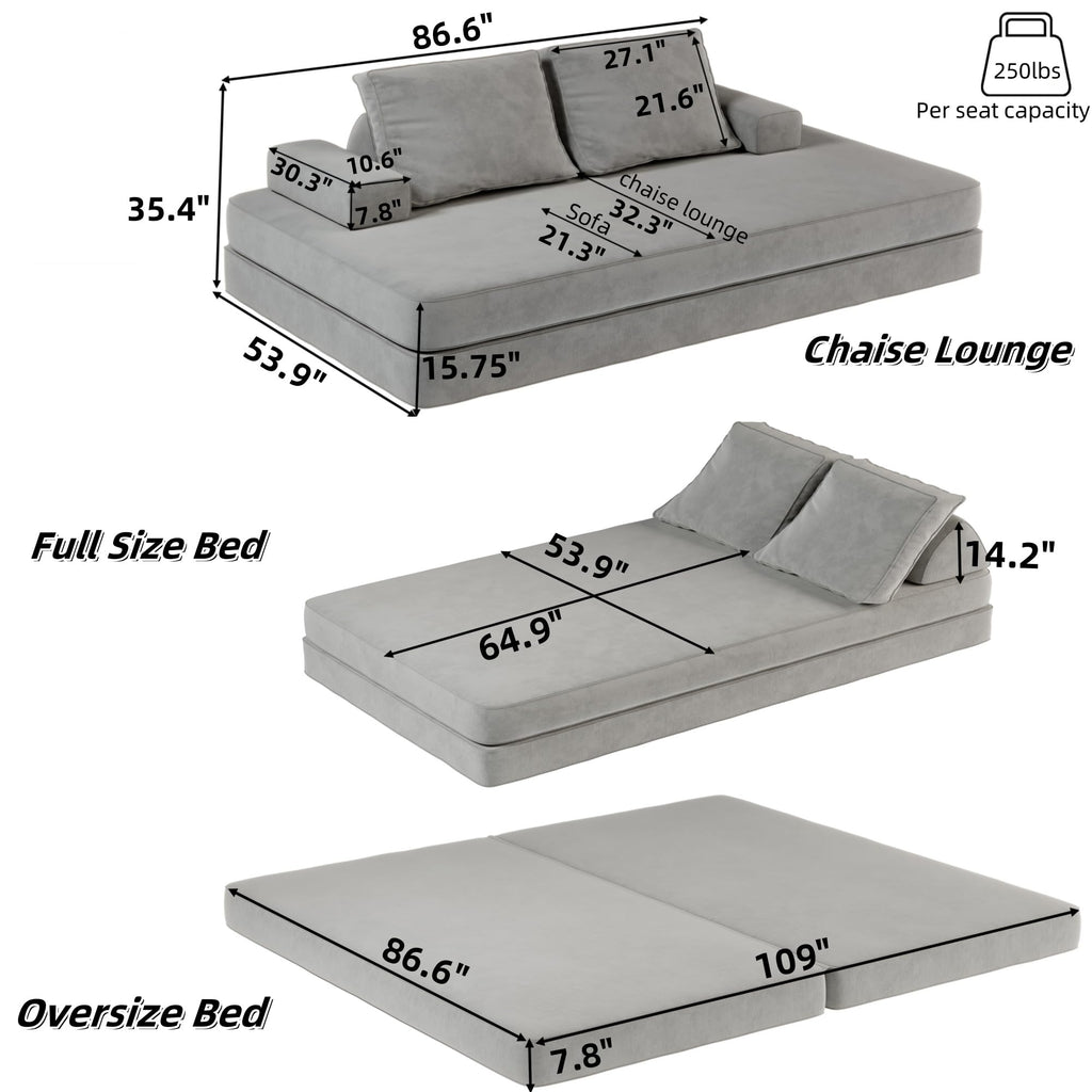 Light Gray Convertible Sofa Bed J9511