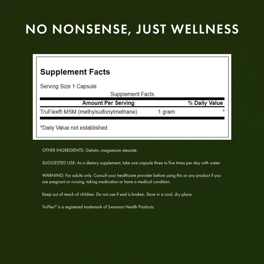 MSM Joint Health Supplement, 1000 mg, 240 Capsules H582670