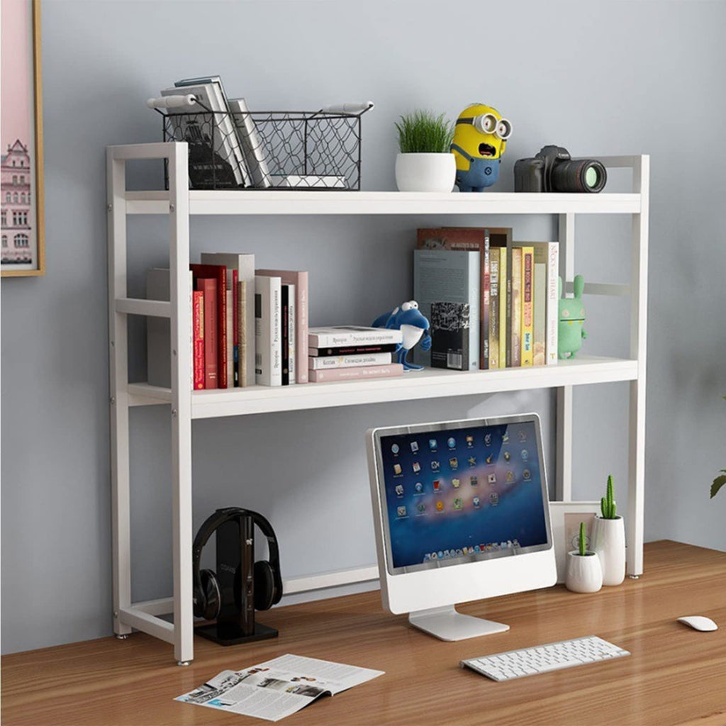 White Adjustable Metal Desktop Bookshelf I36176