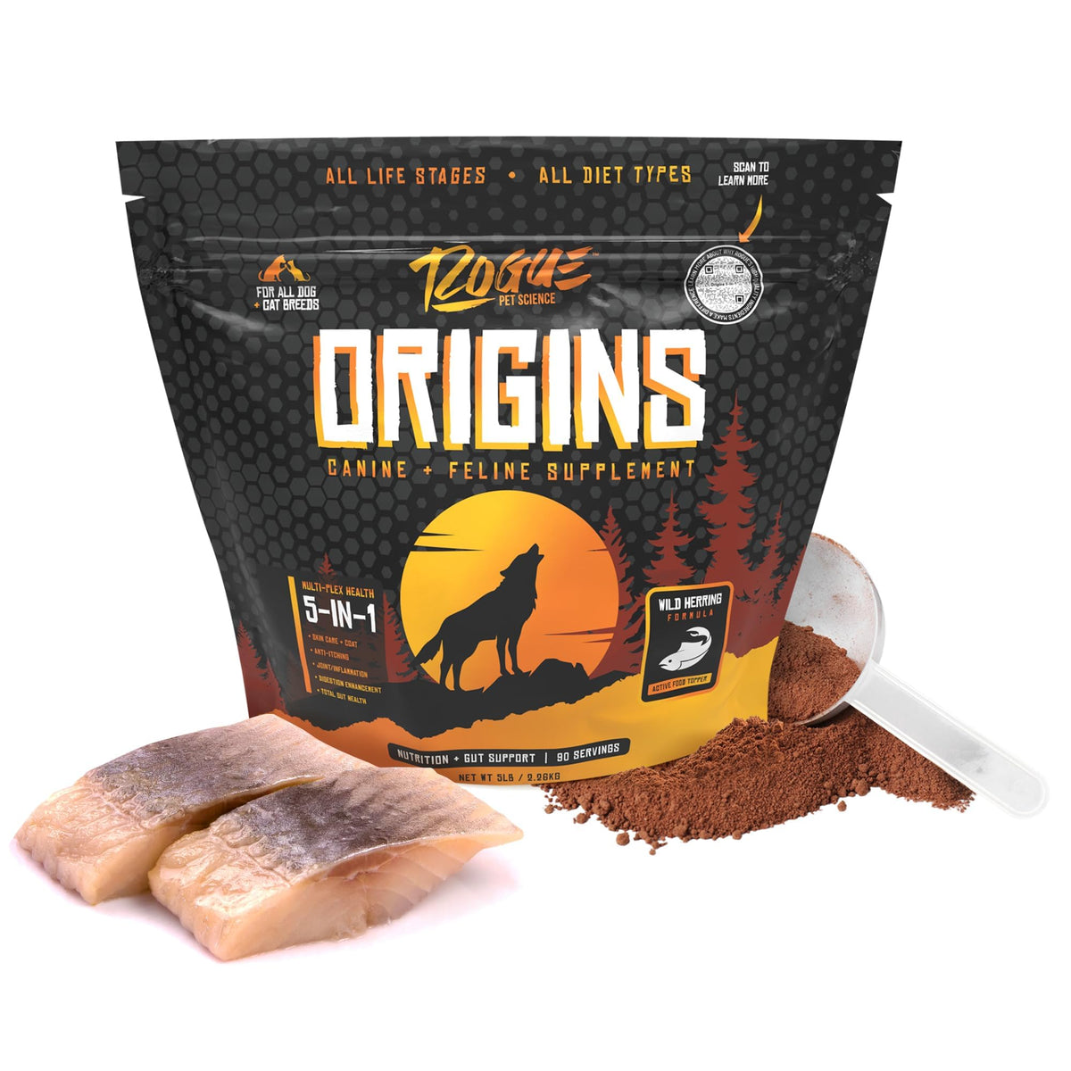 5-in-1 Dog Supplement Powdered Food Topper with Omega 3 Fish Oil 5 lbs G279