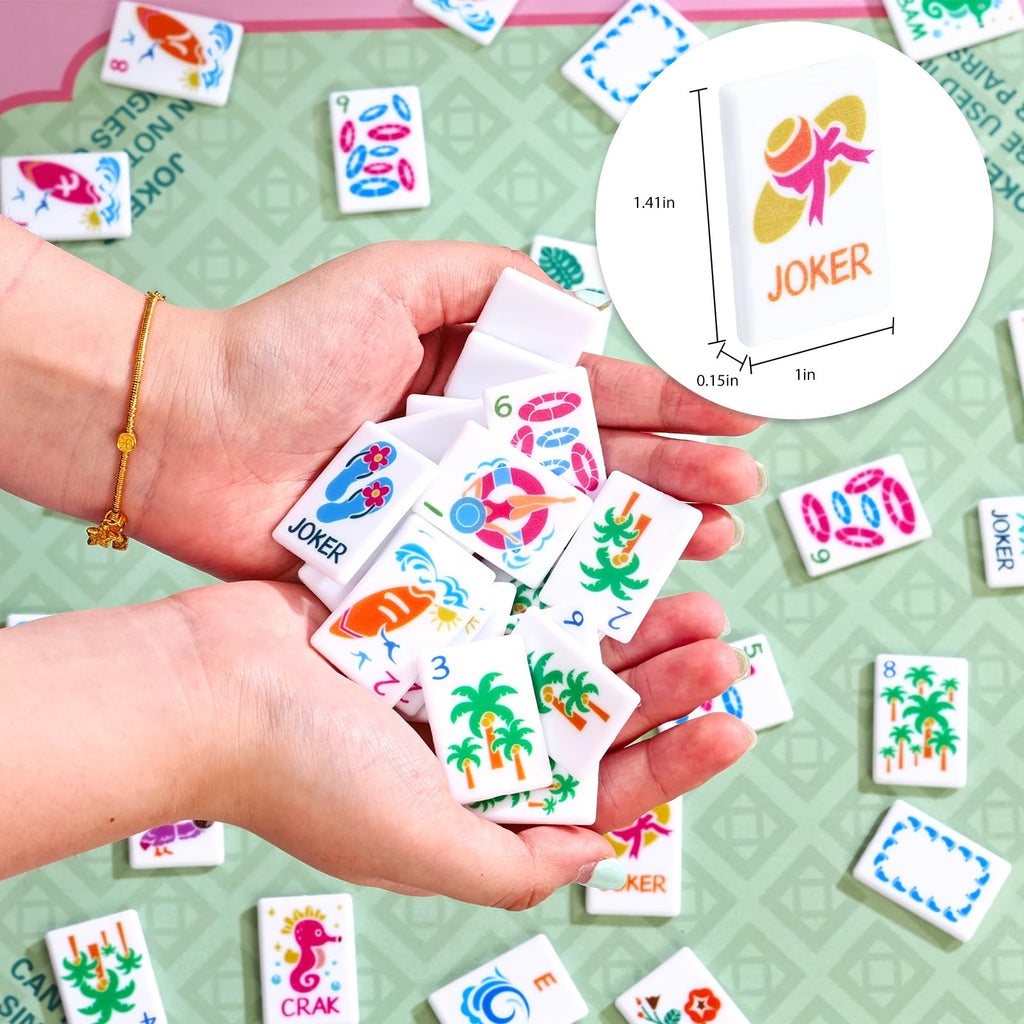 160 Tiles Thin Plastic Mahjong Set with Bag and 4 Racks H9440
