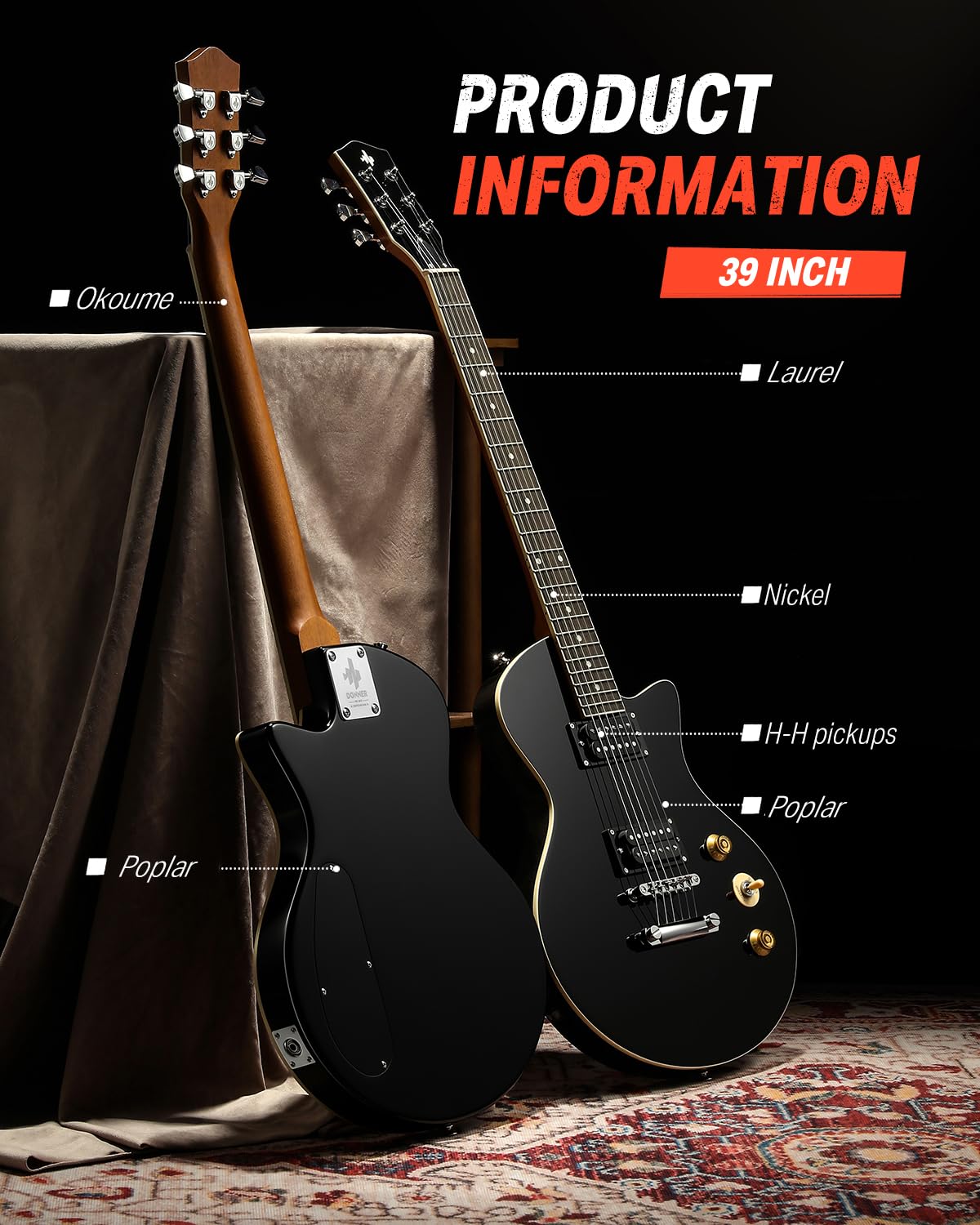 39" Electric Guitar with Dual Humbucker Pickups E3777