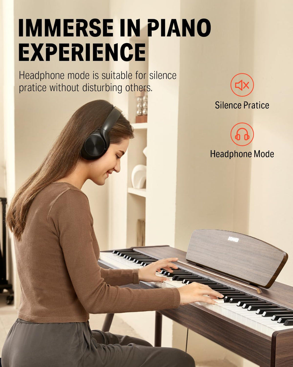88 Keys Weighted Hammer Mechanism Digital Piano with Stand and Triple Pedal H1235