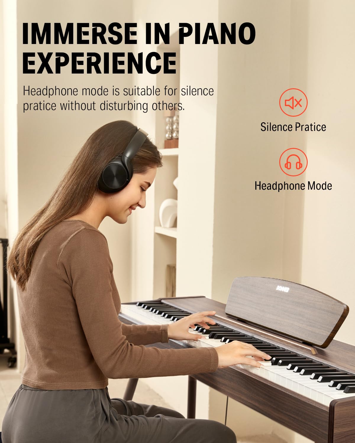 88 Keys Weighted Hammer Mechanism Digital Piano with Stand and Triple Pedal H1235