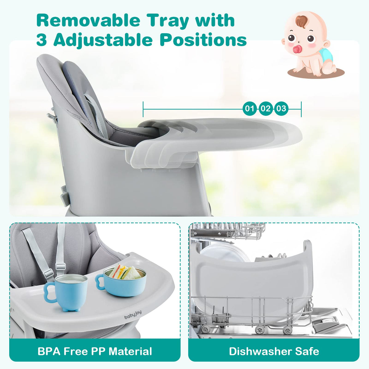 8 in 1 Convertible High Chair with Removable Tray Z743