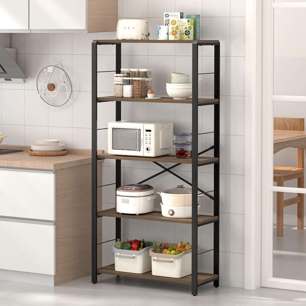 5 Tier Wood and Metal Bookshelf O20109