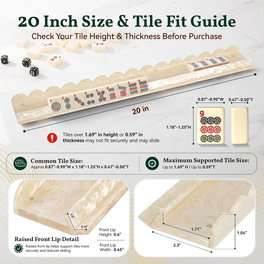20 Inch Acrylic Mahjong Racks with Magnetic Pushers Set of 4 L42011