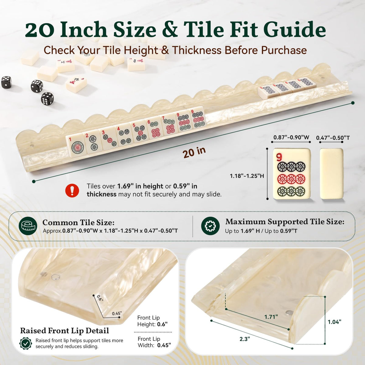 20 Inch Acrylic Mahjong Racks with Magnetic Pushers Set of 4 L42011