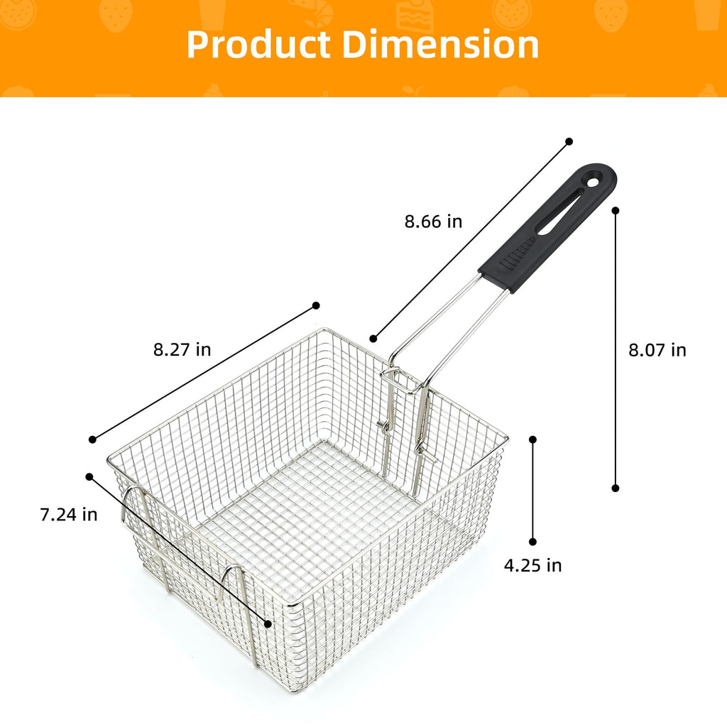 Electric Fryer Basket with Rubber Handle Grip, 2 Pcs I396