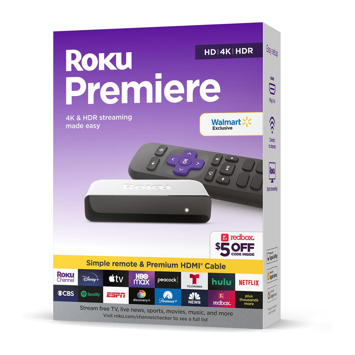 4K HDR Streaming Media Player with HDMI Cable and Remote H2498