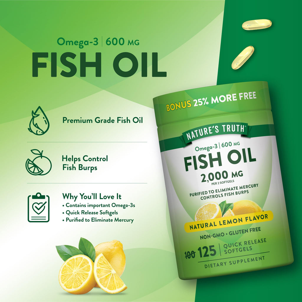 Omega 3 Fish Oil 2000 mg 125 Softgels R8680