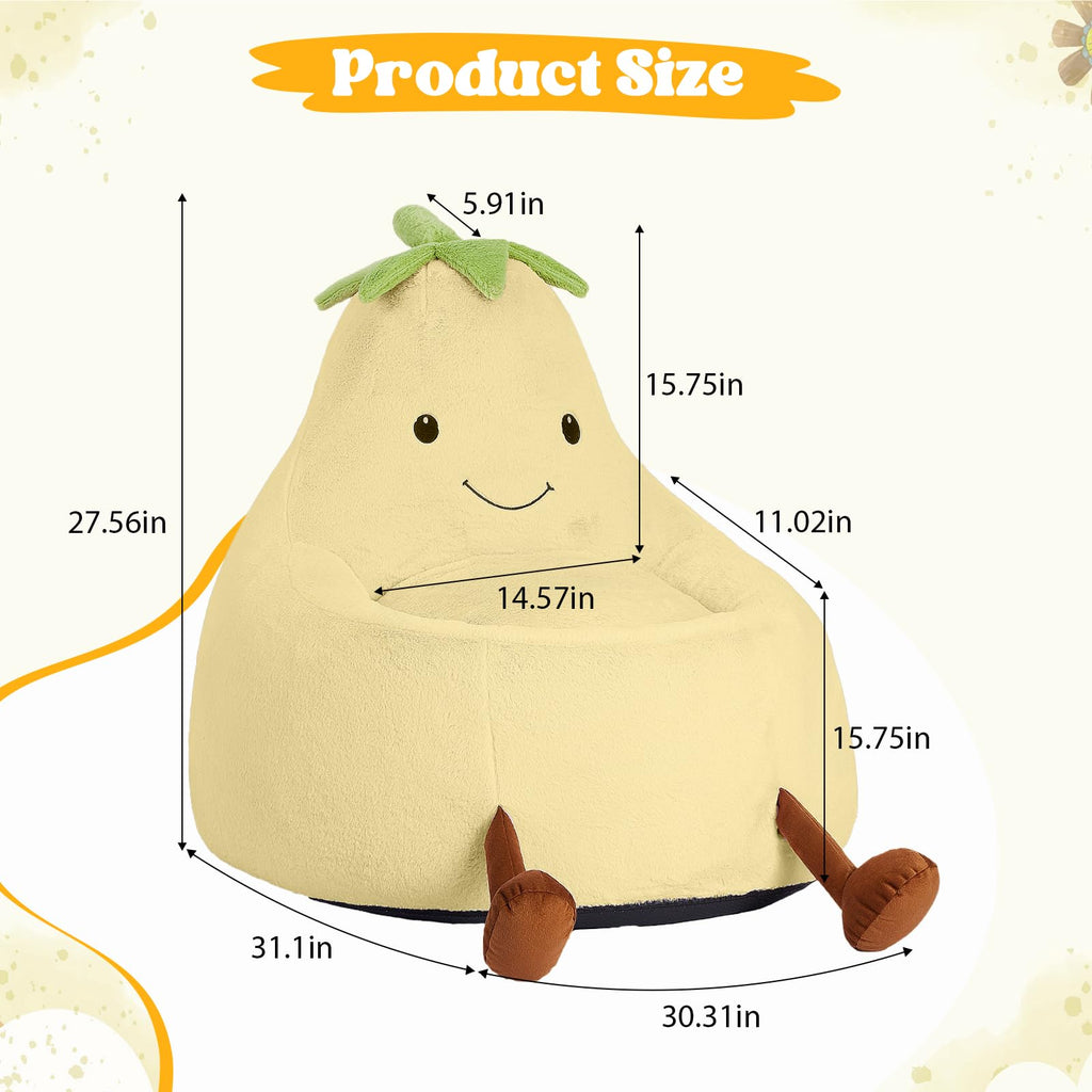 Yellow Faux Rabbit Fur Memory Foam Bean Bag Chair T616