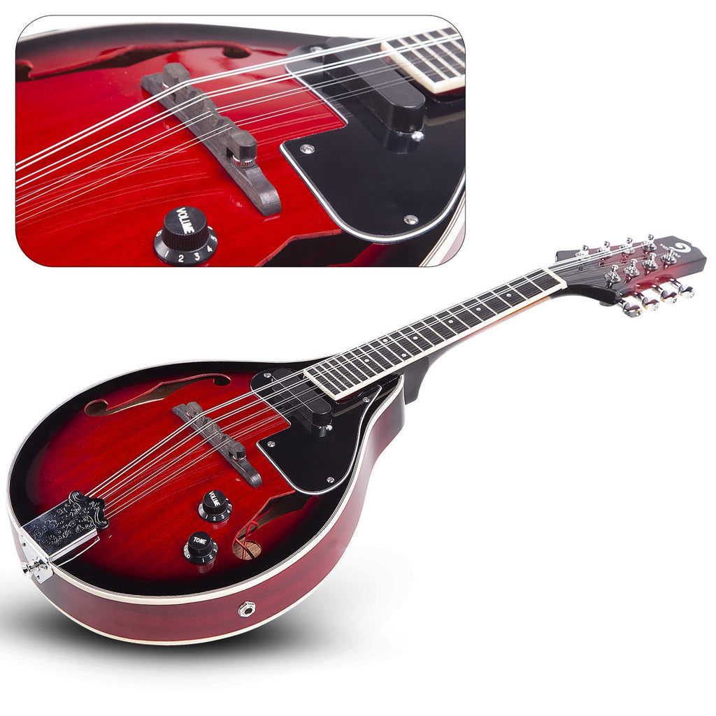 Vintage Red Sunburst Acoustic Electric Mandolin with Strings Set D239662